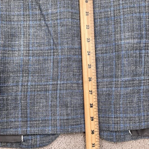 Joseph Abboud Blazer Mens 46R Gray Blue Plaid Heritage E Thomas Luxury Jacket